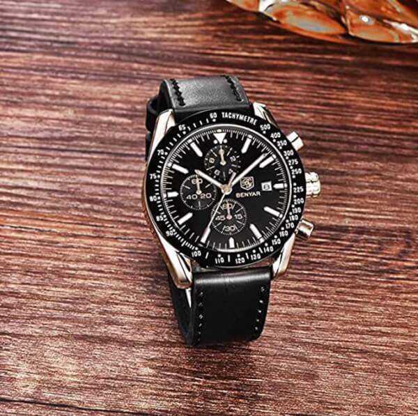 Montre homme Chronographe mouvement de quartz cuir 3 Montre homme Chronographe mouvement de quartz cuir – Image 3