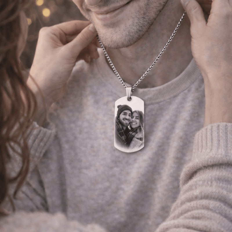 Pendentif Dog Tag Personnalisé avec photo en Acier inoxydable -cadeau undique 2 Collier personnalisé photo