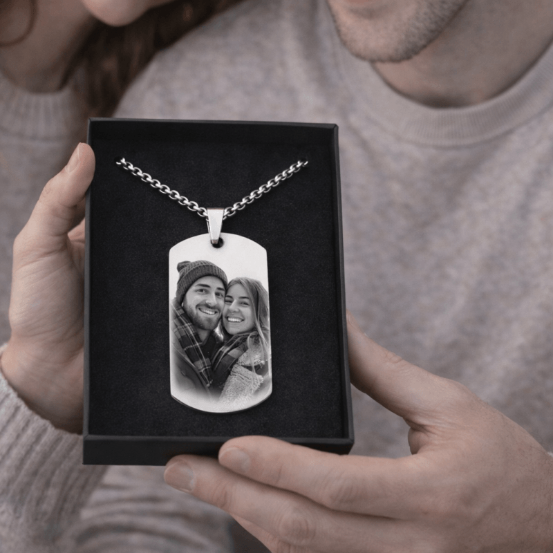 Pendentif Dog Tag Personnalisé avec photo en Acier inoxydable -cadeau undique 3 Collier personnalisé photo