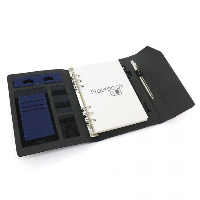 Alternative view of Pack personnalisé DIALNA Bloc notes bleu A5 powerbank stylo