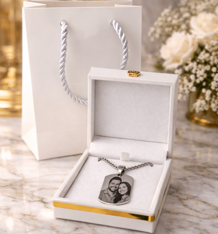 Pendentif Dog Tag Personnalisé avec photo en Acier inoxydable -cadeau undique 4 Packaging