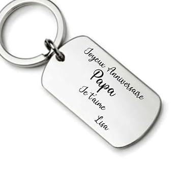 Porte-clés dogtag en acier avec texte de votre choix