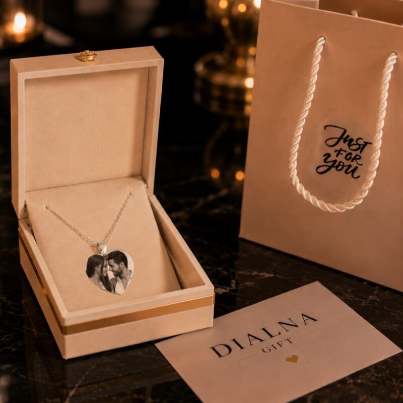 Pendentif personnalisé avec photo en acier inoxydable forme cœur -Cadeau Inoubliable 2 Collier personnalisé photo
