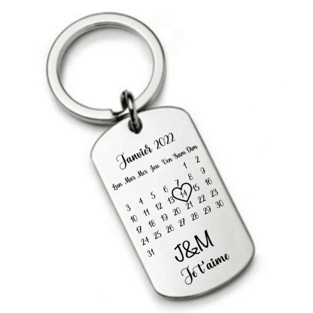 Porte-clés dogtag en acier avec texte de votre choix