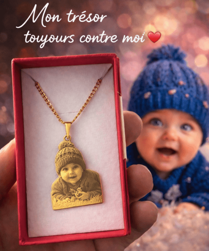 Collier Personnalisé Photo Plaqué Or – Cadeau Bijou Gravé Luxe</a> 4 Collier personnalisé photo