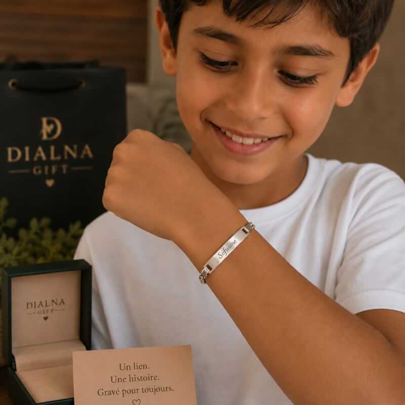 Gourmette personnalisée enfant Maroc – Bracelet gravé prénom élégant 1 Gourmette personnalisée enfant Maroc